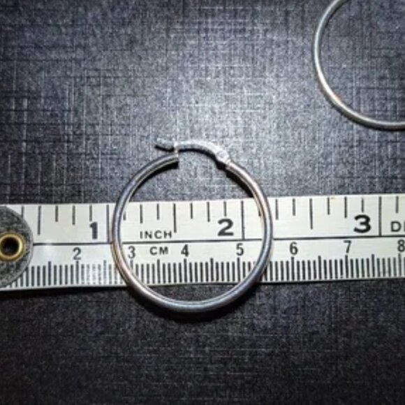 Silver Hoop Earrings 925 - Picture 3 of 4